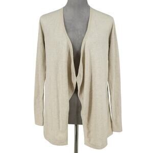 Lilly Pulitzer Sweater Womens XS Beige Cardigan Open Front Gold Metallic Coastal
